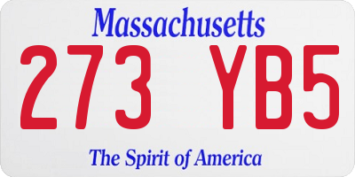 MA license plate 273YB5