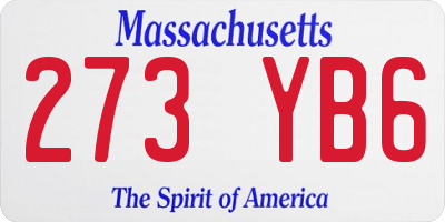 MA license plate 273YB6