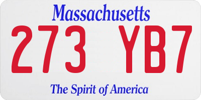 MA license plate 273YB7