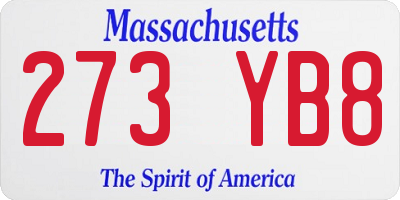 MA license plate 273YB8