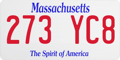 MA license plate 273YC8