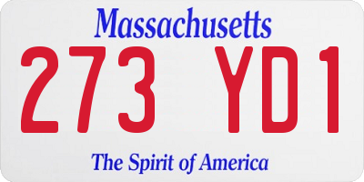 MA license plate 273YD1