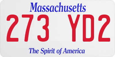 MA license plate 273YD2