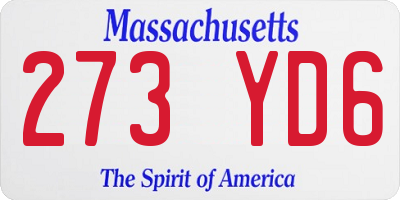 MA license plate 273YD6