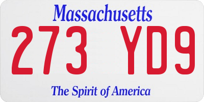 MA license plate 273YD9