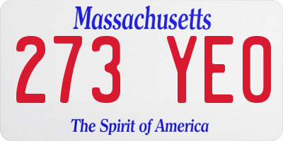 MA license plate 273YE0