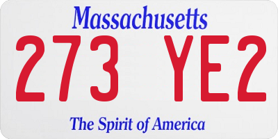 MA license plate 273YE2
