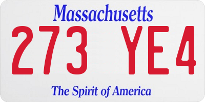 MA license plate 273YE4