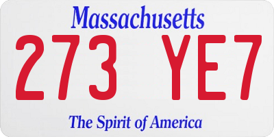 MA license plate 273YE7