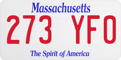 MA license plate 273YF0