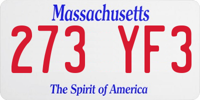 MA license plate 273YF3