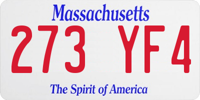 MA license plate 273YF4