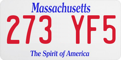 MA license plate 273YF5