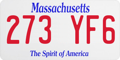 MA license plate 273YF6