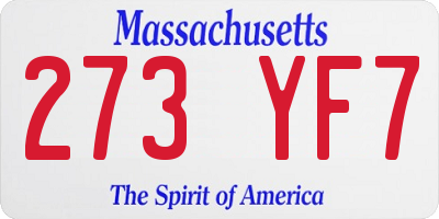 MA license plate 273YF7
