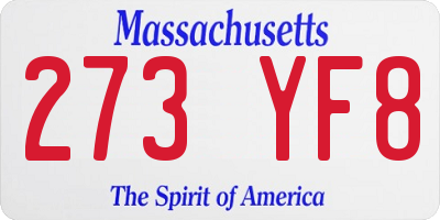 MA license plate 273YF8
