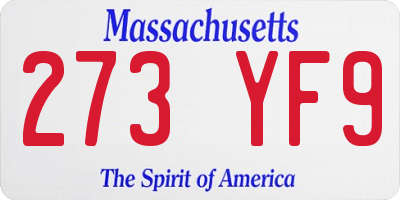 MA license plate 273YF9