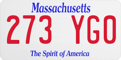 MA license plate 273YG0