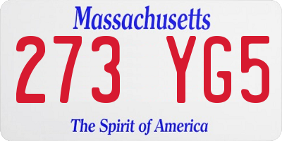 MA license plate 273YG5