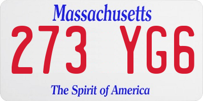 MA license plate 273YG6