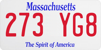 MA license plate 273YG8