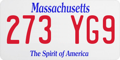 MA license plate 273YG9