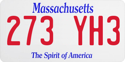 MA license plate 273YH3
