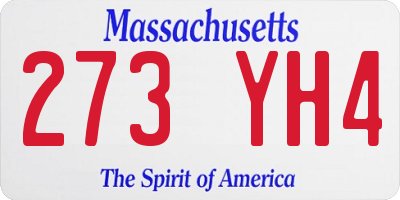 MA license plate 273YH4