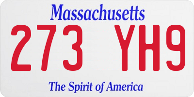MA license plate 273YH9