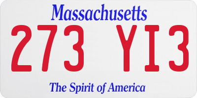 MA license plate 273YI3