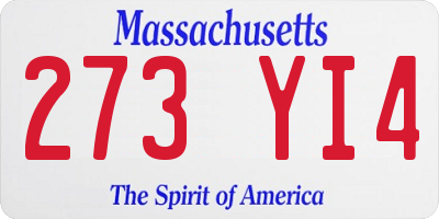 MA license plate 273YI4