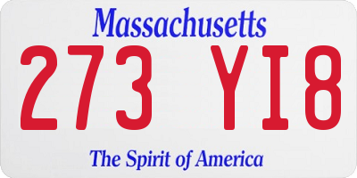 MA license plate 273YI8