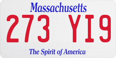 MA license plate 273YI9