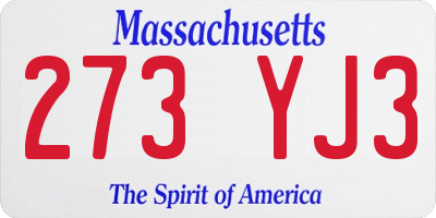 MA license plate 273YJ3