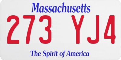 MA license plate 273YJ4