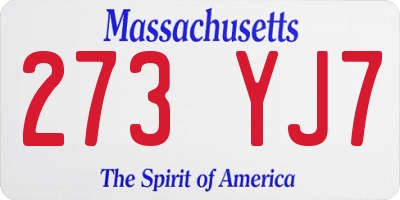 MA license plate 273YJ7
