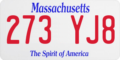 MA license plate 273YJ8