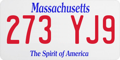 MA license plate 273YJ9