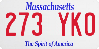 MA license plate 273YK0