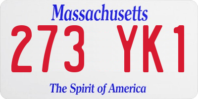 MA license plate 273YK1