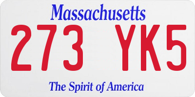 MA license plate 273YK5