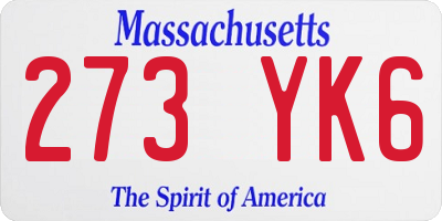 MA license plate 273YK6
