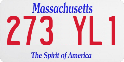 MA license plate 273YL1