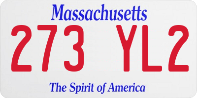 MA license plate 273YL2