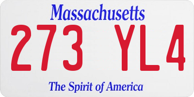 MA license plate 273YL4