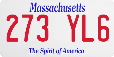 MA license plate 273YL6