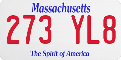 MA license plate 273YL8