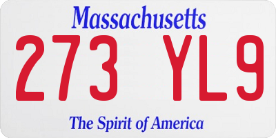 MA license plate 273YL9