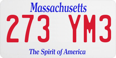 MA license plate 273YM3