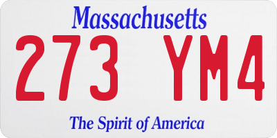 MA license plate 273YM4